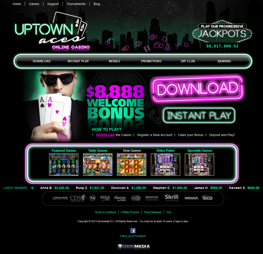 UPTOWN ACES online casino lobby screenshot